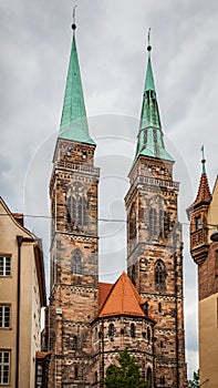 Bell towers of St. Sebaldus Church in Nuremberg