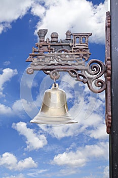 Bell in train station, Thailand. It's too old and vintage bell