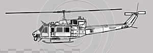 Bell UH-1N Iroquois. Twin Huey. Model 212. Vector drawing of utility helicopter.