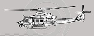 Bell UH-1Y Venom. Vector drawing of utility helicopter.