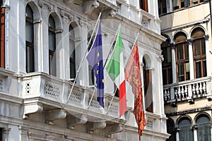 Bella Italia series. Flags in Venice. Italy.