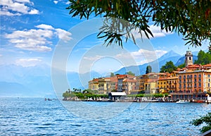 Bellagio village at lake Como, Italy. Panoramic view