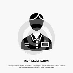 Bellboy, Bellhop, Doorman, Hotel, Service Solid Black Glyph Icon