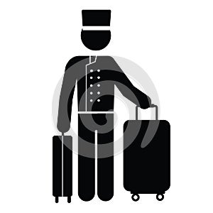 Bellboy bellman baggage man male hotel person uniform hat vector graphic