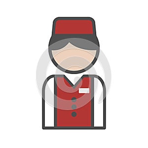 Bellboy icon with red uniform
