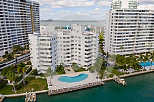 Belle Towers Condo building Miami Beach FL water side showing pool photo