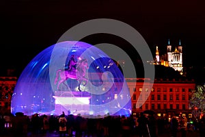 Bellecour square during light fest (Lyon, France)