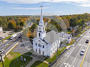 Bellingham historic center aerial view, Bellingham, MA, USA