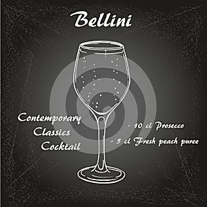 Bellini cocktail illustration. Alcoholic cocktails vector illustration 2