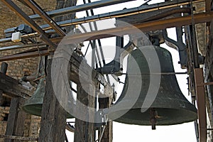 The bells, in the bell tower of the Cathedral of St John the Baptist, Turin, Liguria, Italy.