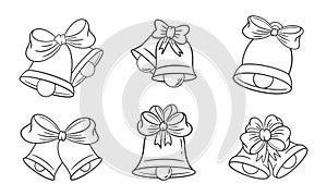 Bells and bow ties for christmas hand drawn