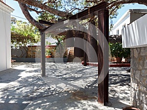 Bells in the courtyard of the monastery Savvas on the island of Kalymnos