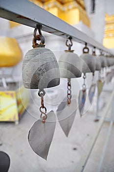 Bells of reincarnation or Samsara in a pagoda in Thailand