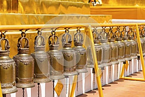 Bells in a row at Wat Phra Singh temple Chiang Mai