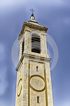 Belltower of the baroque Nice Cathedral, Cote d`Azur, France