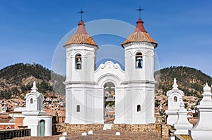 Belltower of Felipe Neri monastery in Sucre, Bolivia