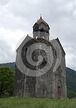 The belltower at Haghpat Monastery in dark Sky, Armenia