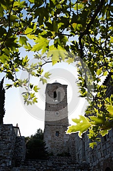 Belltower and leaves photo