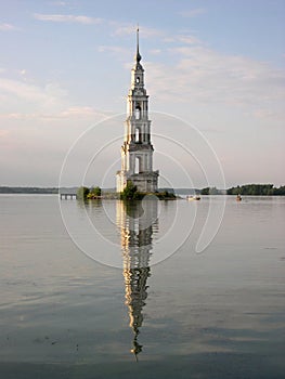 Belltower in the middle of lake