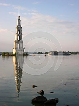 Belltower in the middle of lake