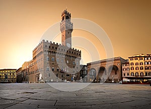 Belltower on piazza photo