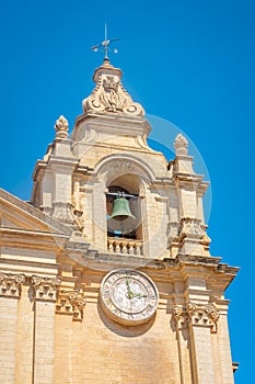 Belltower of the St Paul`s Cathedral of Mdina,  Malta