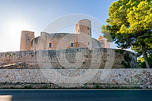 Bellver Castle in Palma de Mallorca at sunset, Balearic islands, Spain