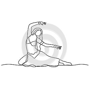 Belly dance. Turkish tane. Dancing girl depicted by a continuous line. Vector isolated illustration