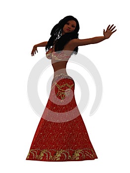 Belly dancer isolated on white
