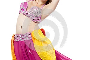 Belly dancer performing, Arabic tradition.