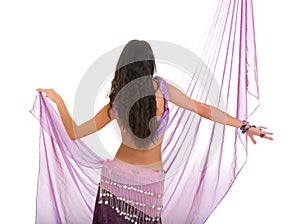 Belly dancer in purple costume