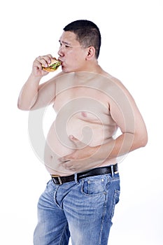 Belly fat people at large from eating behaviors. Junk food.