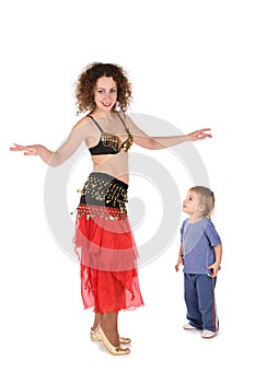 Bellydance mother with baby