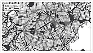 Belo Horizonte Brazil City Map in Black and White Color in Retro Style. Outline Map photo