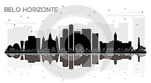 Belo Horizonte Brazil City skyline black and white silhouette. photo