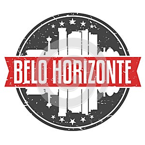 Belo Horizonte Brazil Round Travel Stamp. Icon Skyline City Design. Seal Tourism Badge Illustration. photo