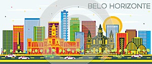 Belo Horizonte Brazil Skyline with Color Buildings and Blue Sky. photo