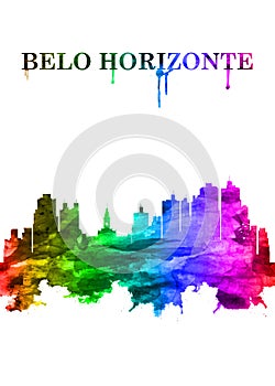 Belo Horizonte Brazil skyline Portrait Rainbow