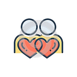 Color illustration icon for Belong, pertain and relation