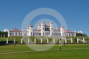 Belorussian tourist landmark attraction - Kosava Castle and park complex. Brest region, Belarus