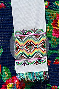 Belorussian towel with colorful geometric patterns