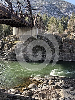 below Natural Pier bridge over the Clark Fork River, Alberton, Montana