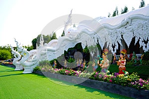 Below the white reclining Buddha is a simulation of a forest zoo in Himmapan photo