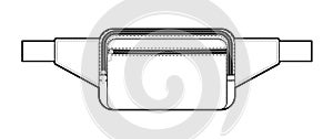 Belt Bag silhouette. Fashion accessory technical illustration. Vector satchel front 3-4 view for Men, women