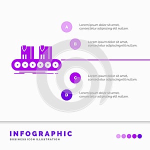 Belt, box, conveyor, factory, line Infographics Template for Website and Presentation. GLyph Purple icon infographic style vector