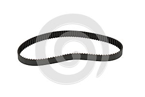 Belt car engine timing belt isolated on white background.