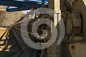 Belt conveyor close-up