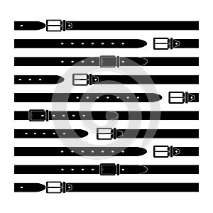 Belt - flat illustration. the leather product is buttoned and unfastened. clothing item for design