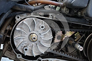 belt replacement pulley transmission on the scooter. continuously variable transmission & x28;CVT& x29; photo