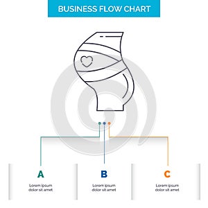 Belt, Safety, Pregnancy, Pregnant, women Business Flow Chart Design with 3 Steps. Line Icon For Presentation Background Template